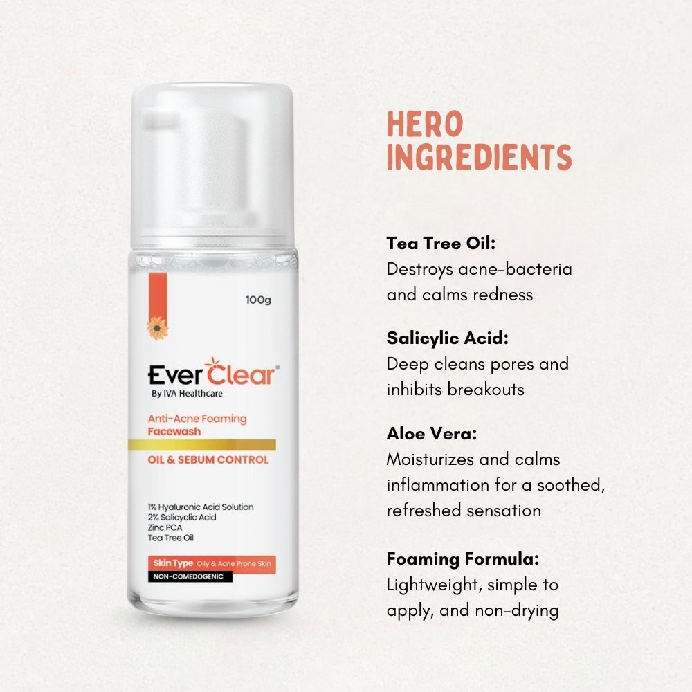 Everclear Anti Acne Foaming Face Wash - 100g