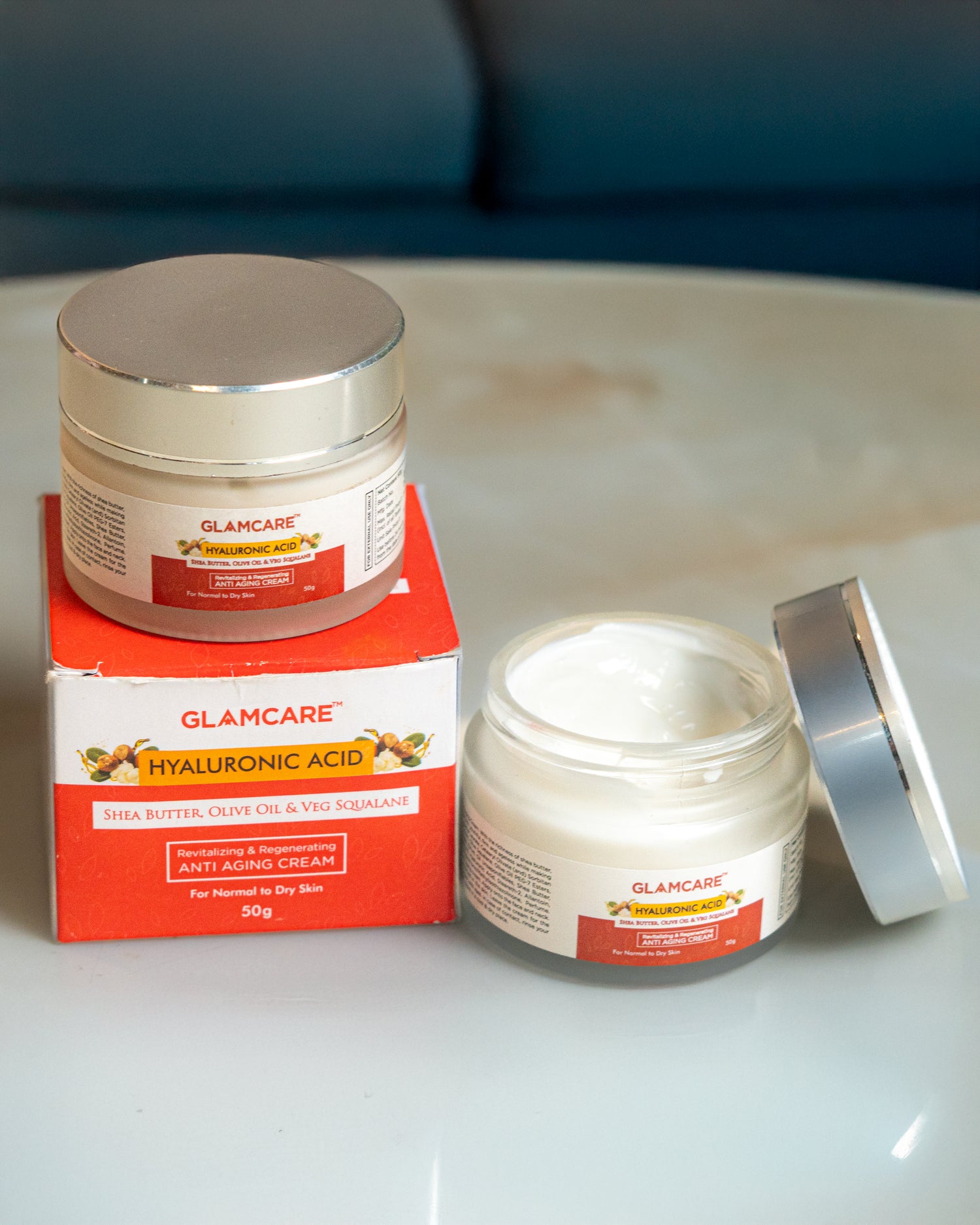 Anti Aging Cream with Hyaluronic Acid, Squalane, Olive Oil & Shea Butter - 50 g