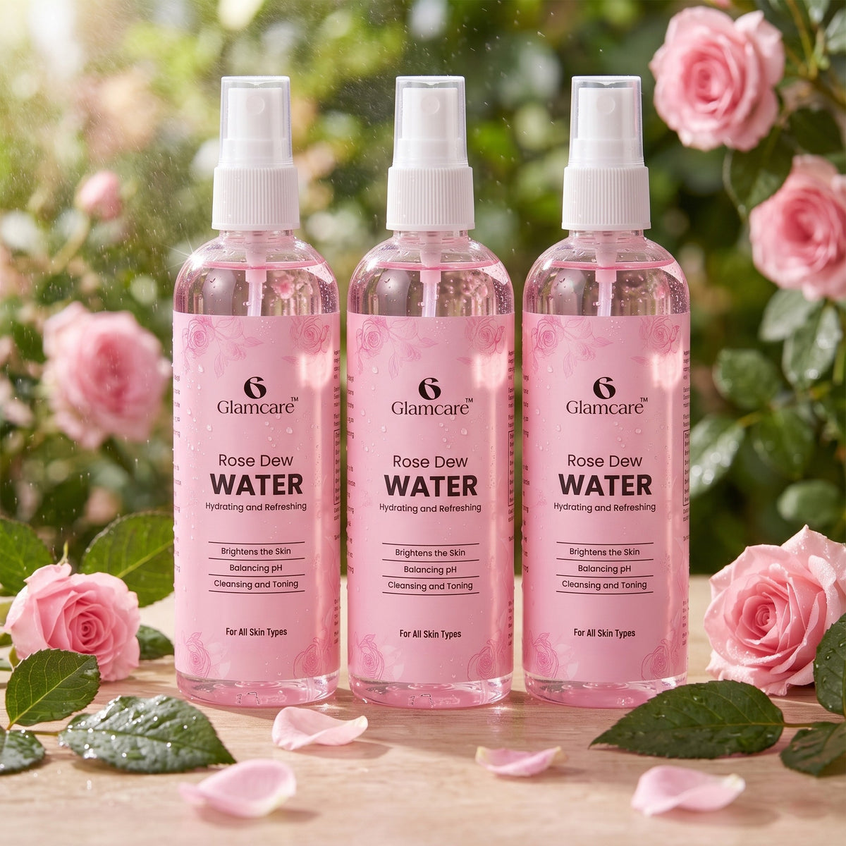 Glamcare Rose Dew Water Spray (100ml) Pack of 3