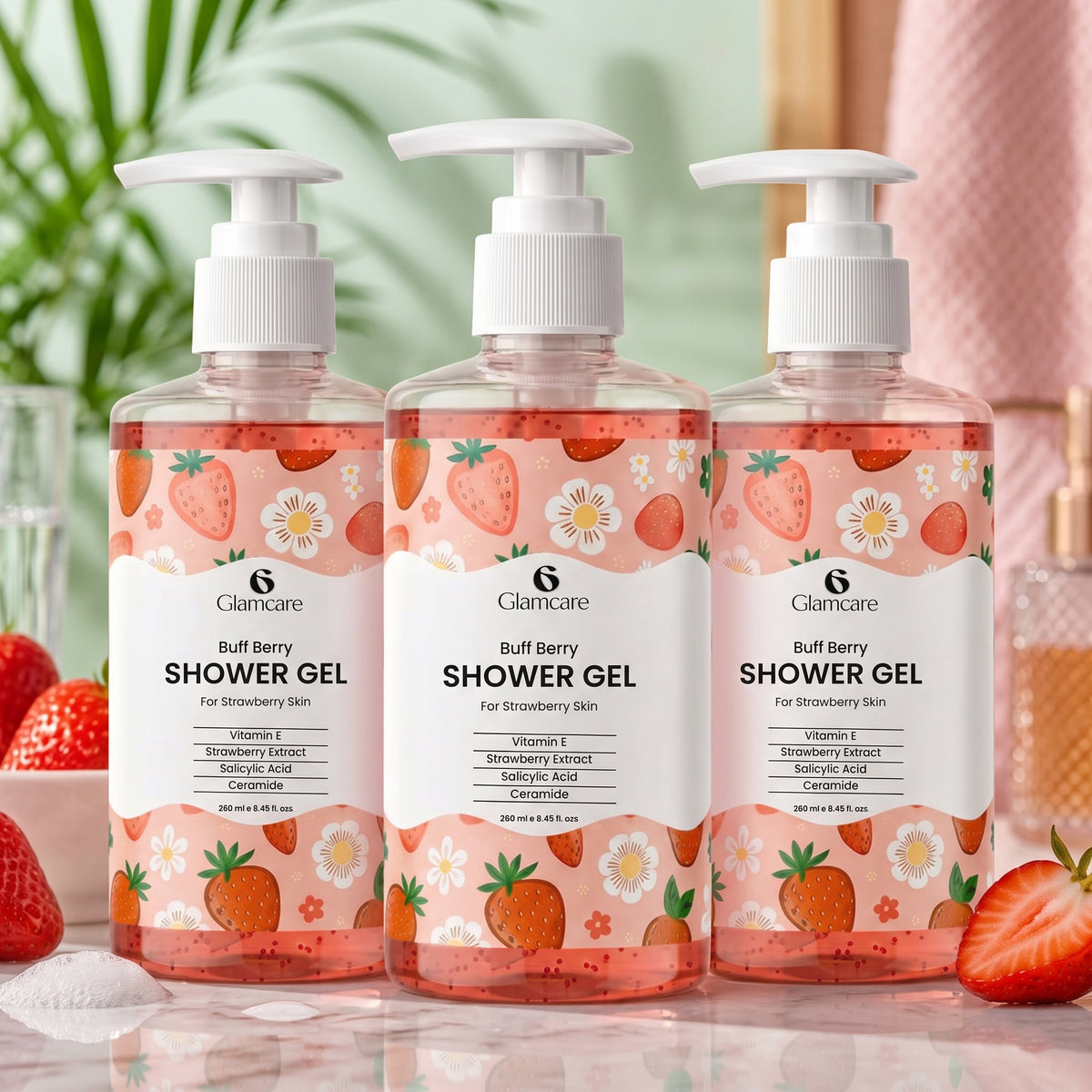 Glamcare Buff Berry Shower Gel Pack of 3