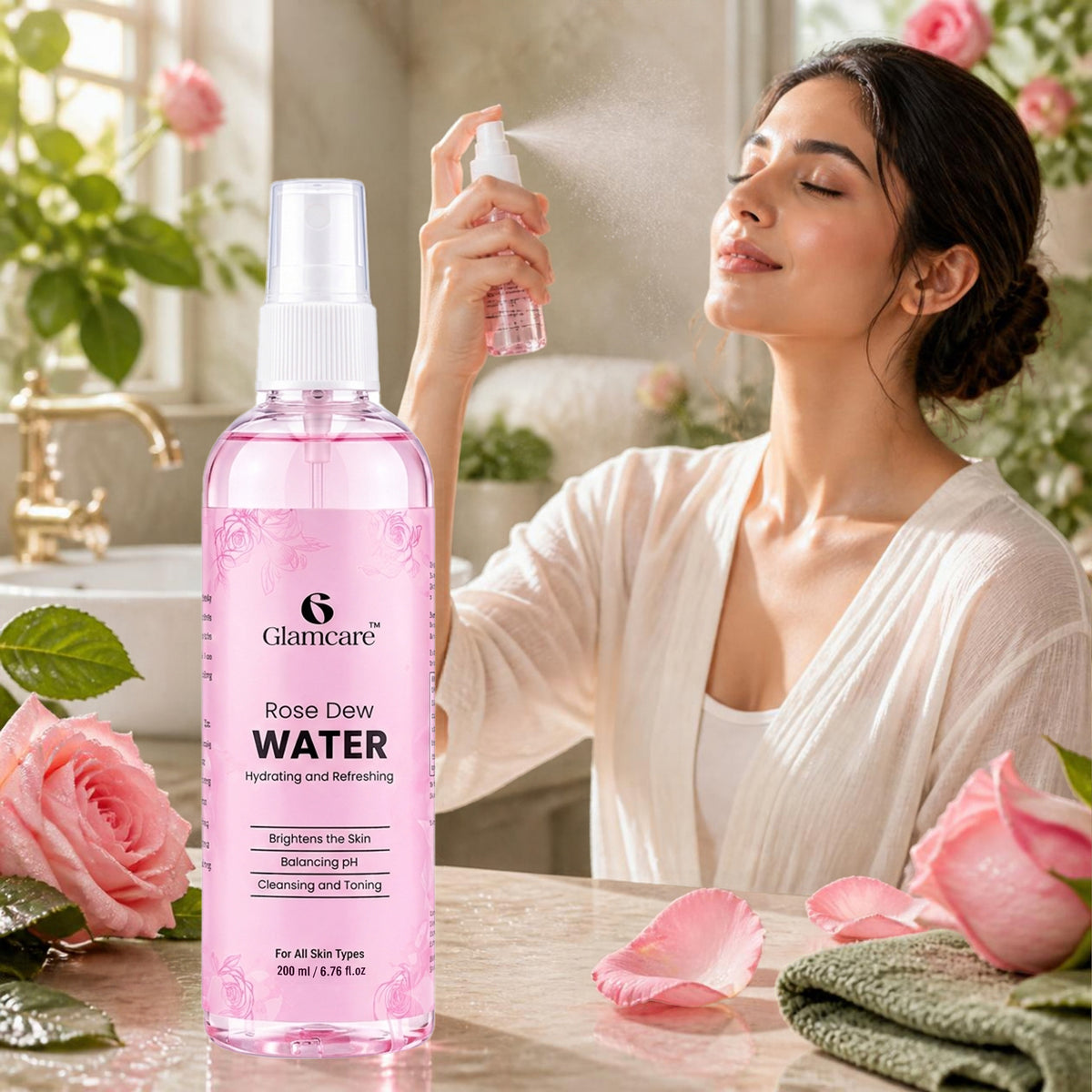 Glamcare Rose Dew Water Spray (200ml) pack of 2