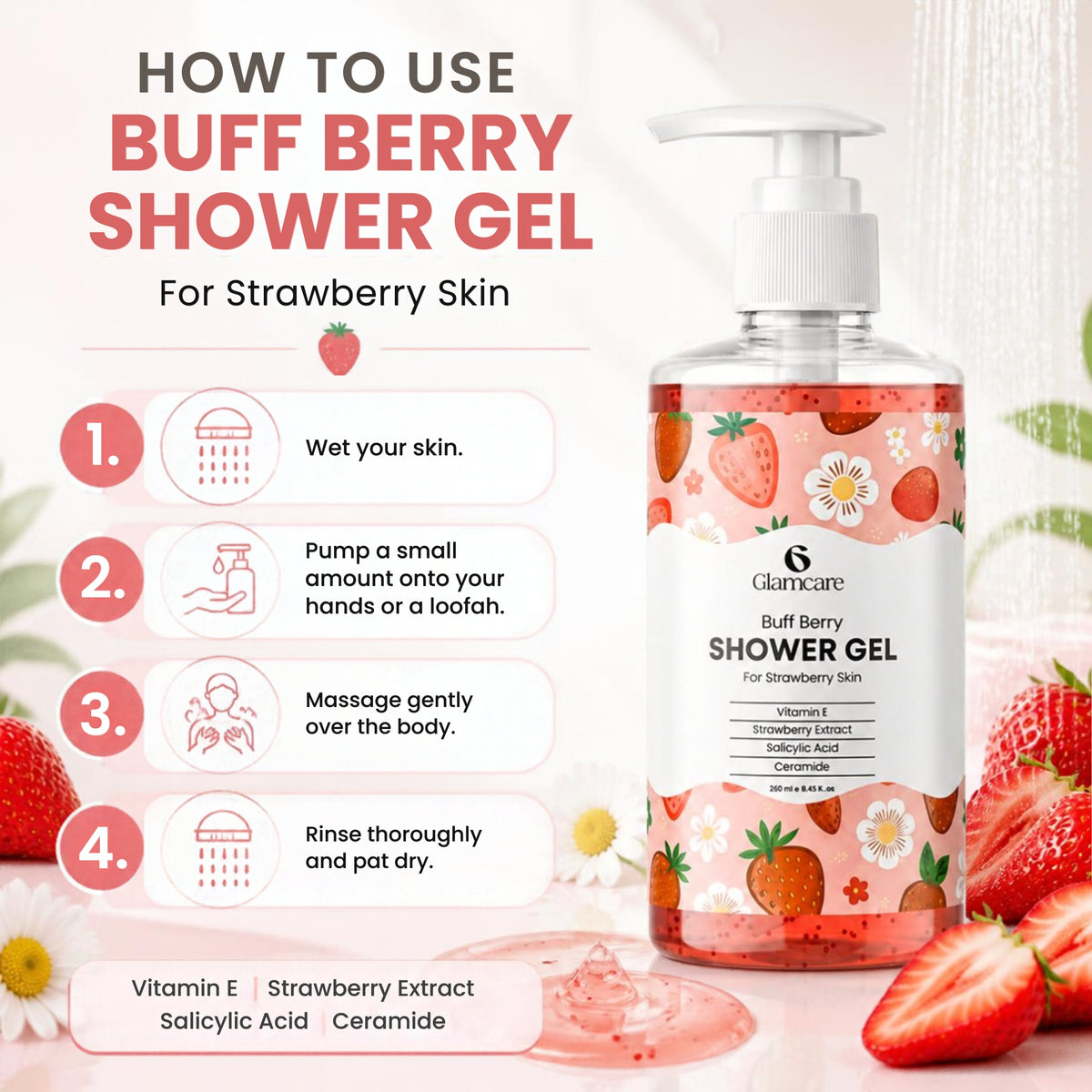 Glamcare Buff Berry Shower Gel