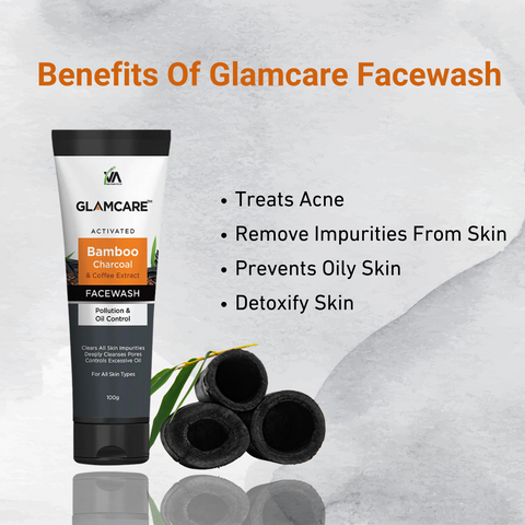 Face Wash with Activated Bamboo Charcoal & Coffee Extract - 100 g