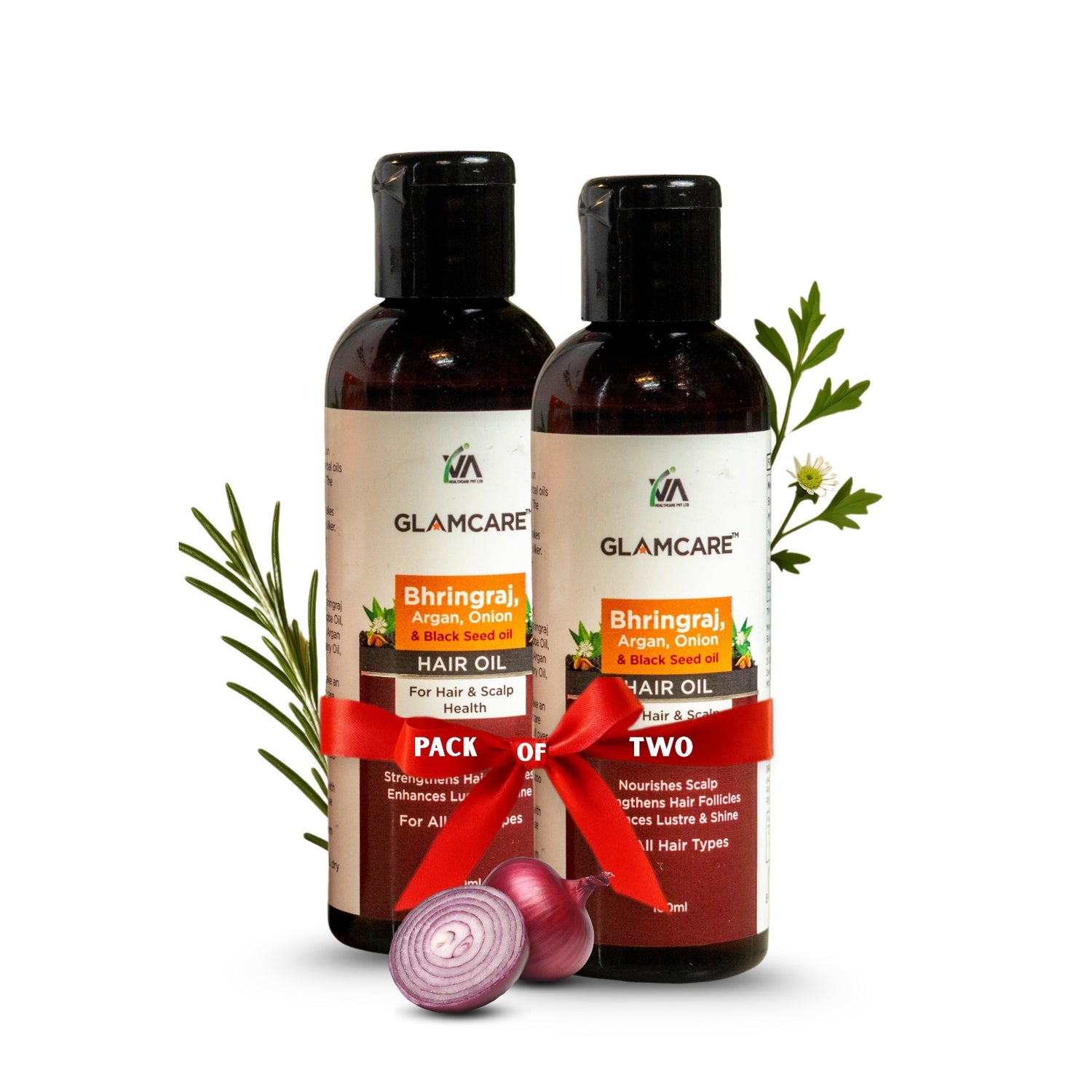 Glamcare Argan, Bhringraj, Onion, Black Seeds Pack of 2 Hair Oil