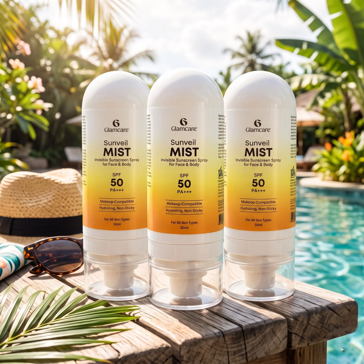Glamcare Sunveil Mist Invisible Sunscreen Spray SPF 50 PA+++ Pack of 3