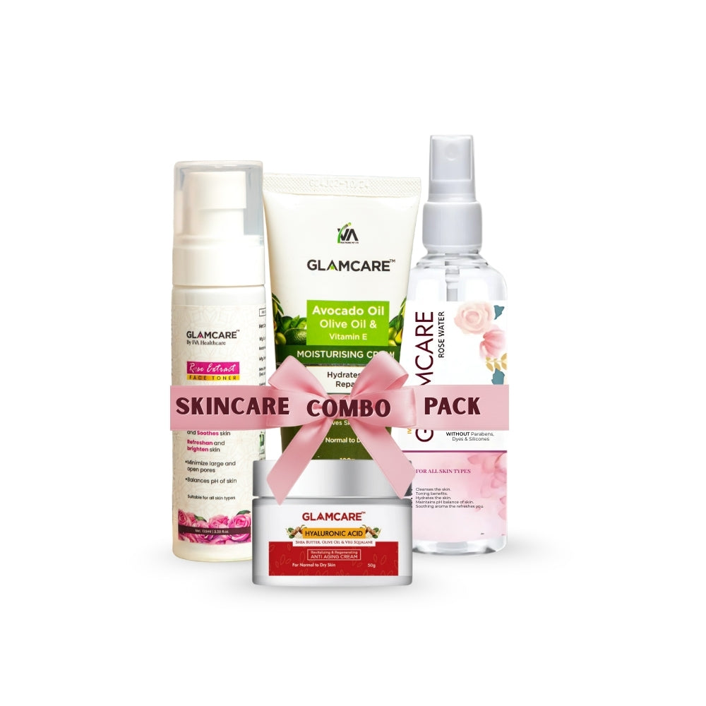 Glamcare Hydrating Skincare Set | Anti- Aging cream | Rose Extract Toner | Moisturizer | Rose Water  (4 Items in the set)