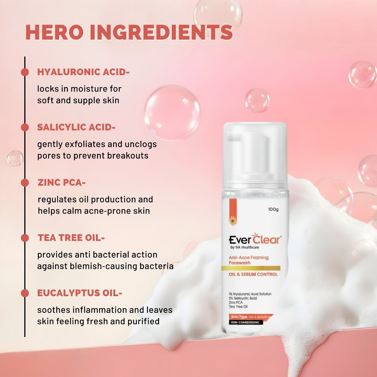 Everclear Anti Acne Foaming Face Wash - 100g