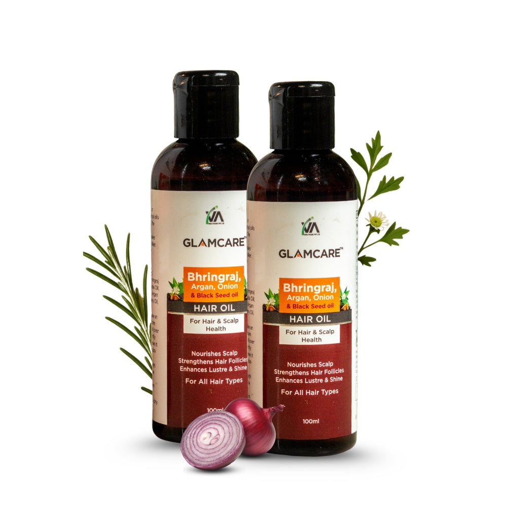 Glamcare Argan, Bhringraj, Onion, Black Seeds Pack of 2 Hair Oil
