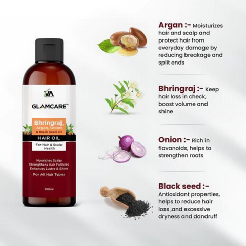 Hair Oil with Bhringraj, Argan, Onion & Black Seed Oil - 100 ML