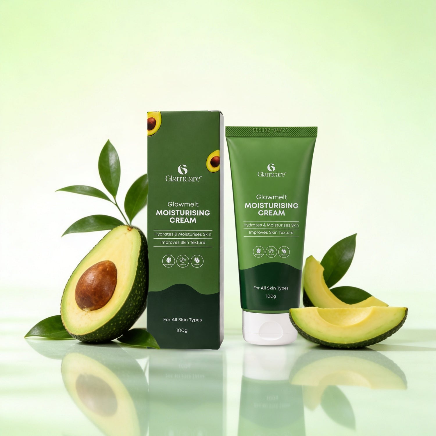 Glamcare Glowmelt Moisturising Cream | Avocado Oil, Olive Oil & Vitamin E | 100g