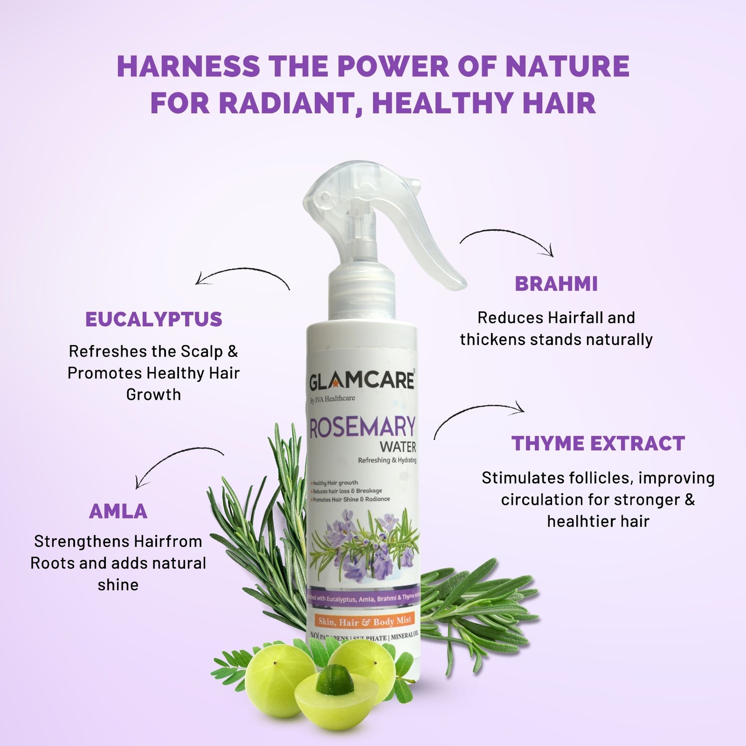 Glamcare Rosemary Water For Hair Growth (200 ml)