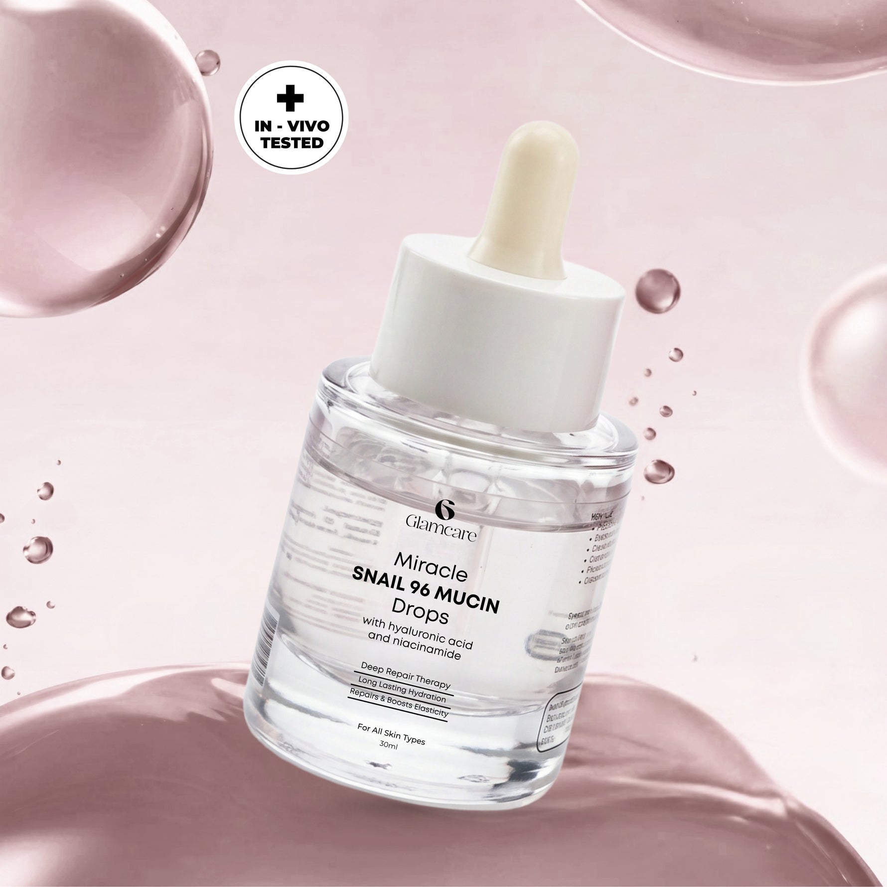 Miracle Snail 96 Mucin Drops with hyaluronic acid and niacinamide