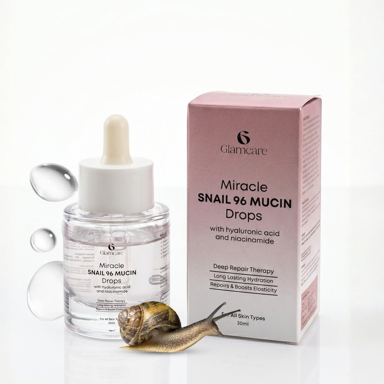 Miracle Snail 96 Mucin Drops with hyaluronic acid and niacinamide